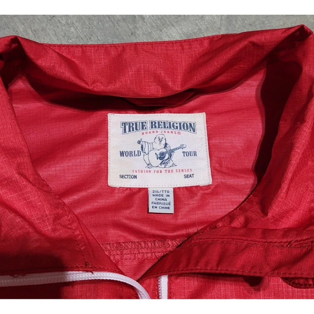 Mens True Religion Full Zip Track Jacket Size 2XL / TTG Red ~Zip Pockets